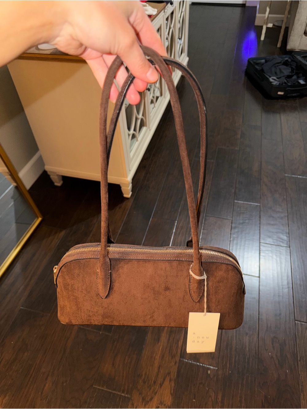 a new day Brown Suede Shoulder Bag